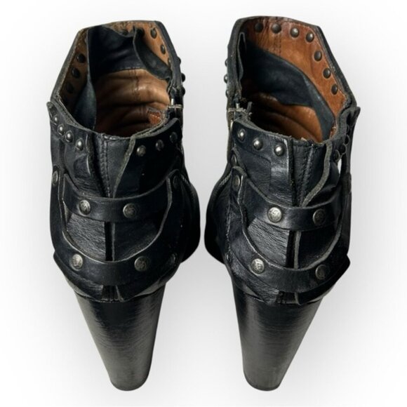 A.S. 98 Black Studded Side Zip Ankle Booties 39 - Picture 5 of 12